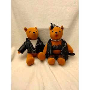 Pair of Vintage Eastern motorcycle bear plush 10"